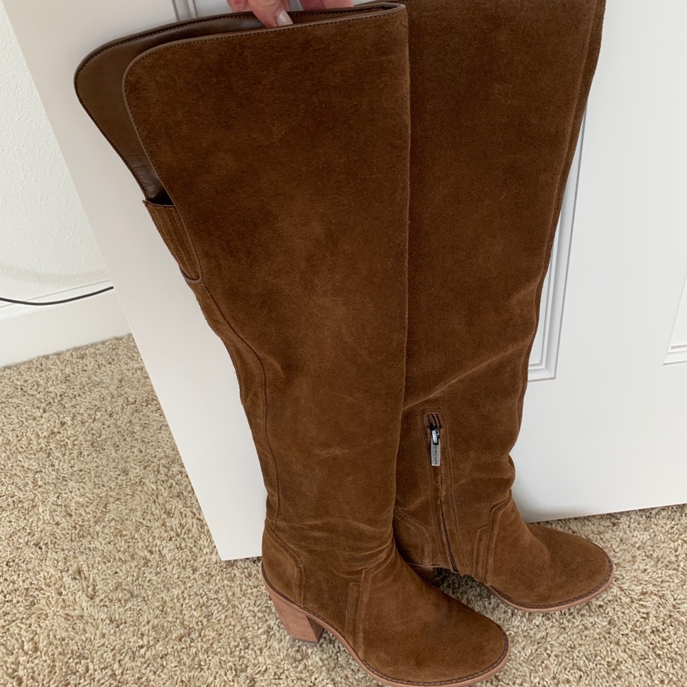 Vince Camuto Over the Knee Brown Suede Boots